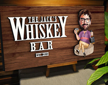 BK Gift Kişiye Özel Karikatürlü Kabartma Tasarım Ceviz Ahşap Bar Tabelası, Home Bar Tabela, Rustik Ev Dekorasyonu, Duvar Dekoru-10
