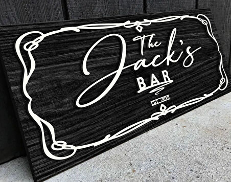 BK Gift Kişiye Özel Kabartma Tasarım Siyah(Ebony) Ahşap Bar Tabelası, Home Bar Tabela, Rustik Ev Dekorasyonu, Duvar Dekoru-4