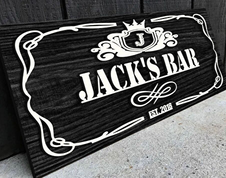 BK Gift Kişiye Özel Kabartma Tasarım Siyah(Ebony) Ahşap Bar Tabelası, Home Bar Tabela, Rustik Ev Dekorasyonu, Duvar Dekoru-7