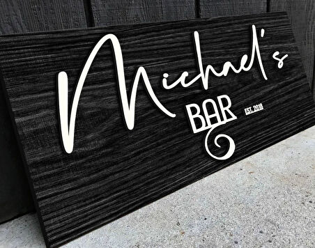 BK Gift Kişiye Özel Kabartma Tasarım Siyah(Ebony) Ahşap Bar Tabelası, Home Bar Tabela, Rustik Ev Dekorasyonu, Duvar Dekoru-6