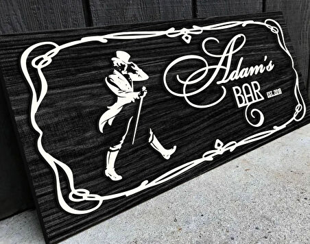 BK Gift Kişiye Özel Kabartma Tasarım Siyah(Ebony) Ahşap Bar Tabelası, Home Bar Tabela, Rustik Ev Dekorasyonu, Duvar Dekoru-5