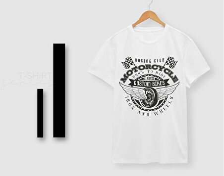 BK Gift Motorsiklet Tasarımlı Erkek Beyaz T-shirt -7, Arkadaşa Hediye, Doğum Günü Hediyesi, Sevgili Hediyesi