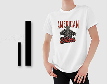 BK Gift Motorsiklet Tasarımlı Erkek Beyaz T-shirt -8, Arkadaşa Hediye, Doğum Günü Hediyesi, Sevgili Hediyesi