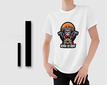 BK Gift Motorsiklet Tasarımlı Erkek Beyaz T-shirt -9, Arkadaşa Hediye, Doğum Günü Hediyesi, Sevgili Hediyesi