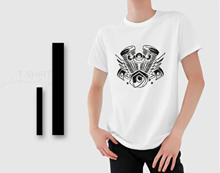 BK Gift Motorsiklet Tasarımlı Erkek Beyaz T-shirt -10, Arkadaşa Hediye, Doğum Günü Hediyesi, Sevgili Hediyesi