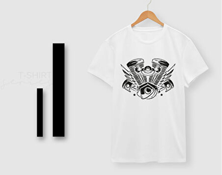 BK Gift Motorsiklet Tasarımlı Erkek Beyaz T-shirt -10, Arkadaşa Hediye, Doğum Günü Hediyesi, Sevgili Hediyesi