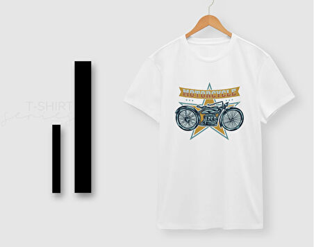 BK Gift Motorsiklet Tasarımlı Erkek Beyaz T-shirt -15, Arkadaşa Hediye, Doğum Günü Hediyesi, Sevgili Hediyesi