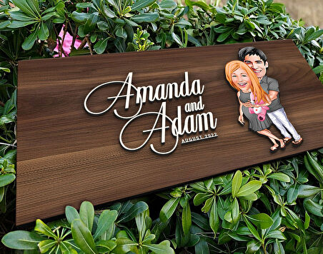 BK Gift Kişiye Özel Bebek Süprizi Karikatürlü Kabartma Tasarım Antik Ceviz Ahşap Tabela-1, Dekoratif Tabela, Rustik Ev Dekorasyonu