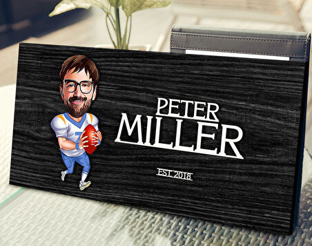 BK Gift Kişiye Özel Amerikan Futbolu Karikatürlü Kabartma Tasarım Antik Siyah (Ebony) Ahşap Tabela-1, Dekoratif Tabela, Rustik Ev Dekorasyonu, Duvar Dekoru