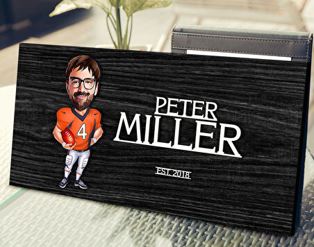 BK Gift Kişiye Özel Amerikan Futbolu Karikatürlü Kabartma Tasarım Antik Siyah (Ebony) Ahşap Tabela-2, Dekoratif Tabela, Rustik Ev Dekorasyonu, Duvar Dekoru