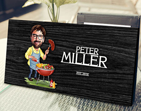 BK Gift Kişiye Özel Barbekü Karikatürlü Kabartma Tasarım Antik Siyah (Ebony) Ahşap Tabela-1, Dekoratif Tabela, Rustik Ev Dekorasyonu, Duvar Dekoru