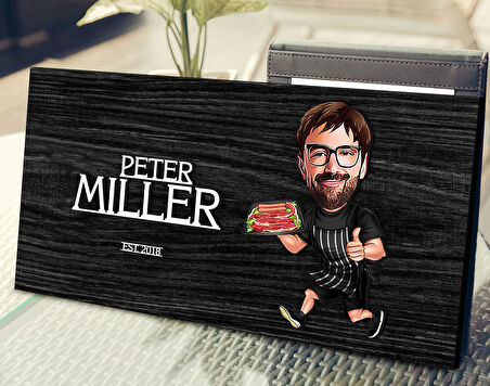 BK Gift Kişiye Özel Barbekü Karikatürlü Kabartma Tasarım Antik Siyah (Ebony) Ahşap Tabela-2, Dekoratif Tabela, Rustik Ev Dekorasyonu, Duvar Dekoru