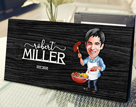 BK Gift Kişiye Özel Barbekü Karikatürlü Kabartma Tasarım Antik Siyah (Ebony) Ahşap Tabela-3, Dekoratif Tabela, Rustik Ev Dekorasyonu, Duvar Dekoru