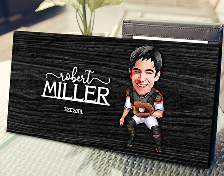 BK Gift Kişiye Özel Erkek Beyzbol Karikatürlü Kabartma Tasarım Antik Siyah (Ebony) Ahşap Tabela-3, Dekoratif Tabela, Rustik Ev Dekorasyonu, Duvar Dekoru