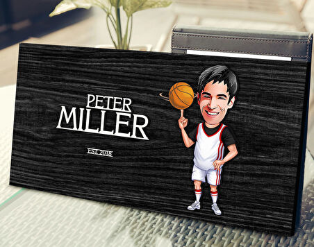 BK Gift Kişiye Özel Erkek Basketbolcu Karikatürlü Kabartma Tasarım Antik Siyah (Ebony) Ahşap Tabela-1, Dekoratif Tabela, Rustik Ev Dekorasyonu, Duvar Dekoru