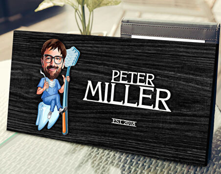 BK Gift Kişiye Özel Erkek Diş Hekimi Karikatürlü Kabartma Tasarım Antik Siyah (Ebony) Ahşap Tabela-1, Dekoratif Tabela, Rustik Ev Dekorasyonu, Duvar Dekoru