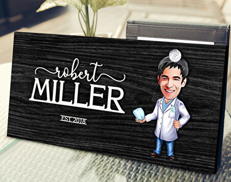 BK Gift Kişiye Özel Erkek Diş Hekimi Karikatürlü Kabartma Tasarım Antik Siyah (Ebony) Ahşap Tabela-3, Dekoratif Tabela, Rustik Ev Dekorasyonu, Duvar Dekoru