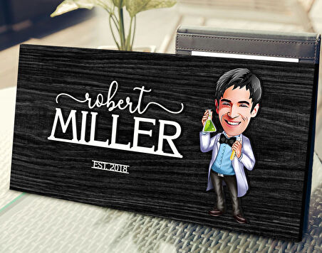 BK Gift Kişiye Özel Erkek Kimya Öğretmeni Karikatürlü Kabartma Tasarım Antik Siyah (Ebony) Ahşap Tabela-2, Dekoratif Tabela, Rustik Ev Dekorasyonu, Duvar Dekoru