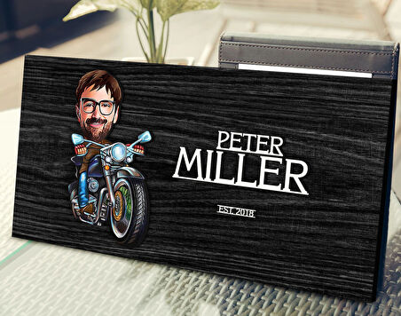 BK Gift Kişiye Özel Erkek Motorcu Karikatürlü Kabartma Tasarım Antik Siyah (Ebony) Ahşap Tabela-2, Dekoratif Tabela, Rustik Ev Dekorasyonu, Duvar Dekoru