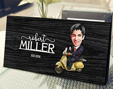 BK Gift Kişiye Özel Erkek Motorcu Karikatürlü Kabartma Tasarım Antik Siyah (Ebony) Ahşap Tabela-3, Dekoratif Tabela, Rustik Ev Dekorasyonu, Duvar Dekoru