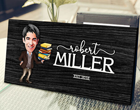 BK Gift Kişiye Özel Erkek Öğretmen Karikatürlü Kabartma Tasarım Antik Siyah (Ebony) Ahşap Tabela-1, Dekoratif Tabela, Rustik Ev Dekorasyonu, Duvar Dekoru