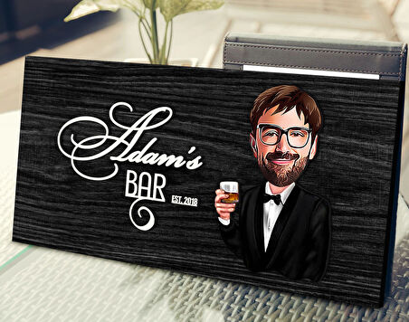 BK Gift Kişiye Özel Erkek Karikatürlü Kabartma Tasarım Antik Siyah (Ebony) Ahşap Tabela-3, Dekoratif Tabela, Rustik Ev Dekorasyonu, Duvar Dekoru