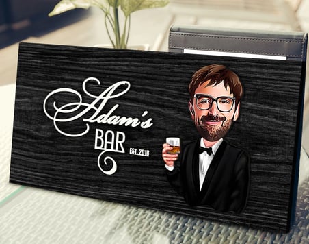 BK Gift Kişiye Özel Erkek Karikatürlü Kabartma Tasarım Antik Siyah (Ebony) Ahşap Tabela-3, Dekoratif Tabela, Rustik Ev Dekorasyonu, Duvar Dekoru