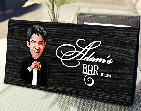 BK Gift Kişiye Özel Erkek Karikatürlü Kabartma Tasarım Antik Siyah (Ebony) Ahşap Tabela-4, Dekoratif Tabela, Rustik Ev Dekorasyonu, Duvar Dekoru