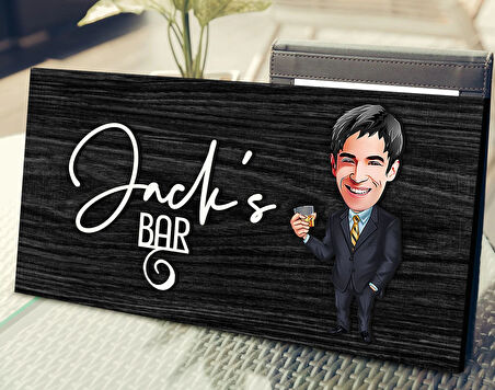 BK Gift Kişiye Özel Erkek Karikatürlü Kabartma Tasarım Antik Siyah (Ebony) Ahşap Tabela-5, Dekoratif Tabela, Rustik Ev Dekorasyonu, Duvar Dekoru