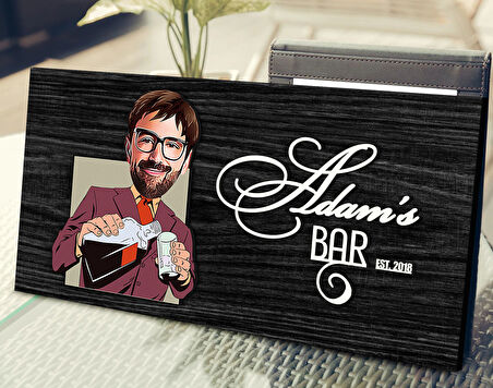 BK Gift Kişiye Özel Erkek Karikatürlü Kabartma Tasarım Antik Siyah (Ebony) Ahşap Tabela-8, Dekoratif Tabela, Rustik Ev Dekorasyonu, Duvar Dekoru