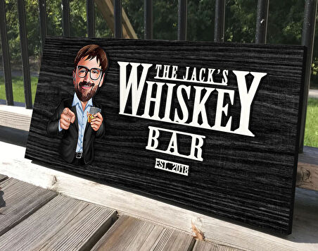 BK Gift Kişiye Özel Erkek Karikatürlü Kabartma Tasarım Antik Siyah (Ebony) Ahşap Tabela-9, Dekoratif Tabela, Rustik Ev Dekorasyonu, Duvar Dekoru