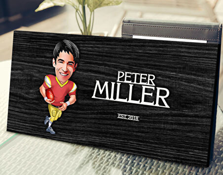 BK Gift Kişiye Özel Erkek Amerikan Futbolu Karikatürlü Kabartma Tasarım Antik Siyah (Ebony) Ahşap Tabela-1, Dekoratif Tabela, Rustik Ev Dekorasyonu, Duvar Dekoru