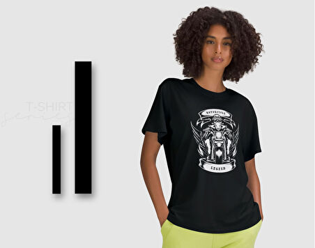 BK Gift Motorsiklet Tasarımlı Kadın Siyah T-shirt -4, Arkadaşa Hediye, Doğum Günü Hediyesi, Sevgili Hediyesi