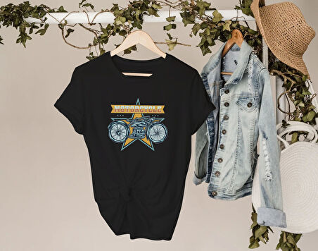 BK Gift Motorsiklet Tasarımlı Kadın Siyah T-shirt -15, Arkadaşa Hediye, Doğum Günü Hediyesi, Sevgili Hediyesi