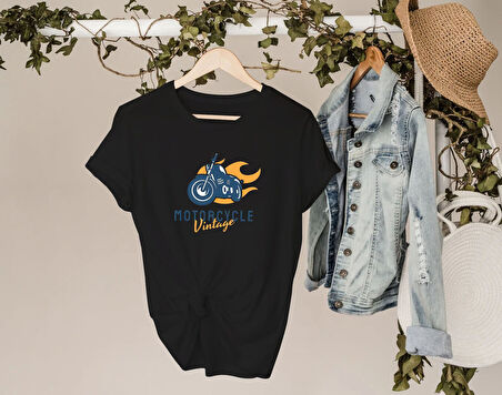 BK Gift Motorsiklet Tasarımlı Kadın Siyah T-shirt -16, Arkadaşa Hediye, Doğum Günü Hediyesi, Sevgili Hediyesi