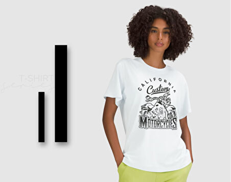BK Gift Motorsiklet Tasarımlı Kadın Beyaz T-shirt -1, Arkadaşa Hediye, Doğum Günü Hediyesi, Sevgili Hediyesi