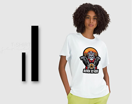 BK Gift Motorsiklet Tasarımlı Kadın Beyaz T-shirt -9, Arkadaşa Hediye, Doğum Günü Hediyesi, Sevgili Hediyesi