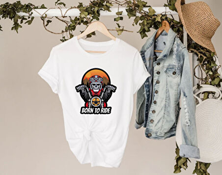 BK Gift Motorsiklet Tasarımlı Kadın Beyaz T-shirt -9, Arkadaşa Hediye, Doğum Günü Hediyesi, Sevgili Hediyesi