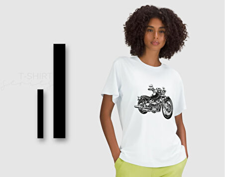 BK Gift Motorsiklet Tasarımlı Kadın Beyaz T-shirt -12, Arkadaşa Hediye, Doğum Günü Hediyesi, Sevgili Hediyesi