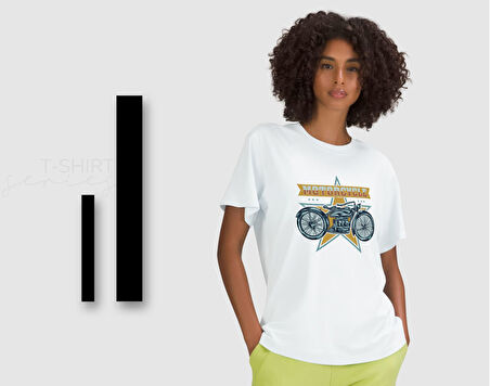 BK Gift Motorsiklet Tasarımlı Kadın Beyaz T-shirt -15, Arkadaşa Hediye, Doğum Günü Hediyesi, Sevgili Hediyesi