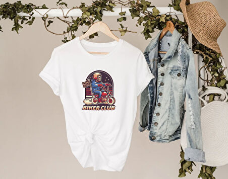 BK Gift Motorsiklet Tasarımlı Kadın Beyaz T-shirt -17, Arkadaşa Hediye, Doğum Günü Hediyesi, Sevgili Hediyesi