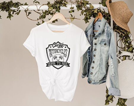 BK Gift Motorsiklet Tasarımlı Kadın Beyaz T-shirt -18, Arkadaşa Hediye, Doğum Günü Hediyesi, Sevgili Hediyesi