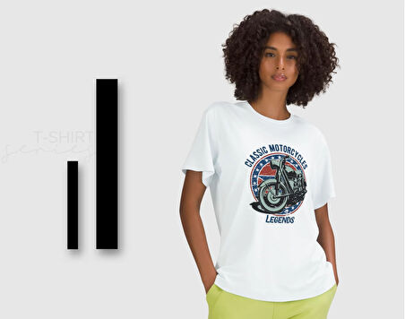 BK Gift Motorsiklet Tasarımlı Kadın Beyaz T-shirt -19, Arkadaşa Hediye, Doğum Günü Hediyesi, Sevgili Hediyesi
