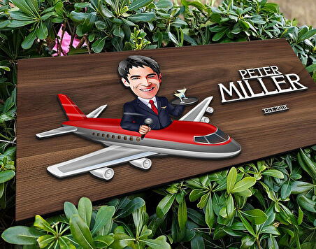 BK Gift Kişiye Özel Erkek Host Karikatürlü Kabartma Tasarım Antik Ceviz Ahşap Tabela-1, Dekoratif Tabela, Rustik Ev Dekorasyonu