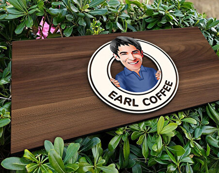 BK Gift Kişiye Özel Patron Karikatürlü Kabartma Tasarım Antik Ceviz Ahşap Tabela-2, Dekoratif Tabela, Rustik Ev Dekorasyonu