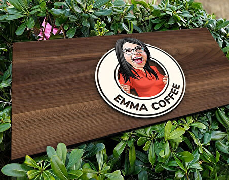 BK Gift Kişiye Özel Kadın Karikatürlü Kabartma Tasarım Antik Ceviz Ahşap Tabela-1, Dekoratif Tabela, Rustik Ev Dekorasyonu