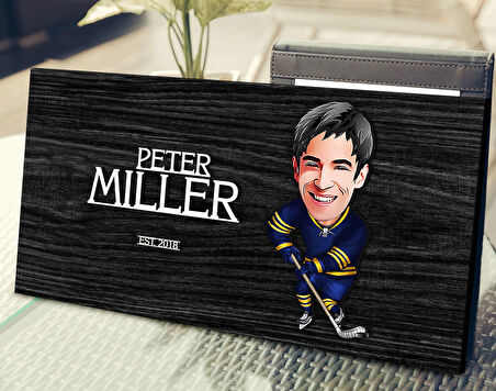 BK Gift Kişiye Özel Hokey Oyunucusu Karikatürlü Antik Siyah (Ebony) Ahşap Tabela-2, Dekoratif Tabela, Rustik Ev Dekorasyonu, Duvar Dekoru