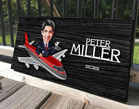 BK Gift Kişiye Özel Host Karikatürlü Antik Siyah (Ebony) Ahşap Tabela-1, Dekoratif Tabela, Rustik Ev Dekorasyonu, Duvar Dekoru