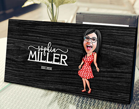 BK Gift Kişiye Özel Kadın Karikatürlü Antik Siyah (Ebony) Ahşap Tabela-10, Dekoratif Tabela, Rustik Ev Dekorasyonu, Duvar Dekoru