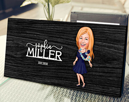 BK Gift Kişiye Özel Kadın Karikatürlü Antik Siyah (Ebony) Ahşap Tabela-11, Dekoratif Tabela, Rustik Ev Dekorasyonu, Duvar Dekoru